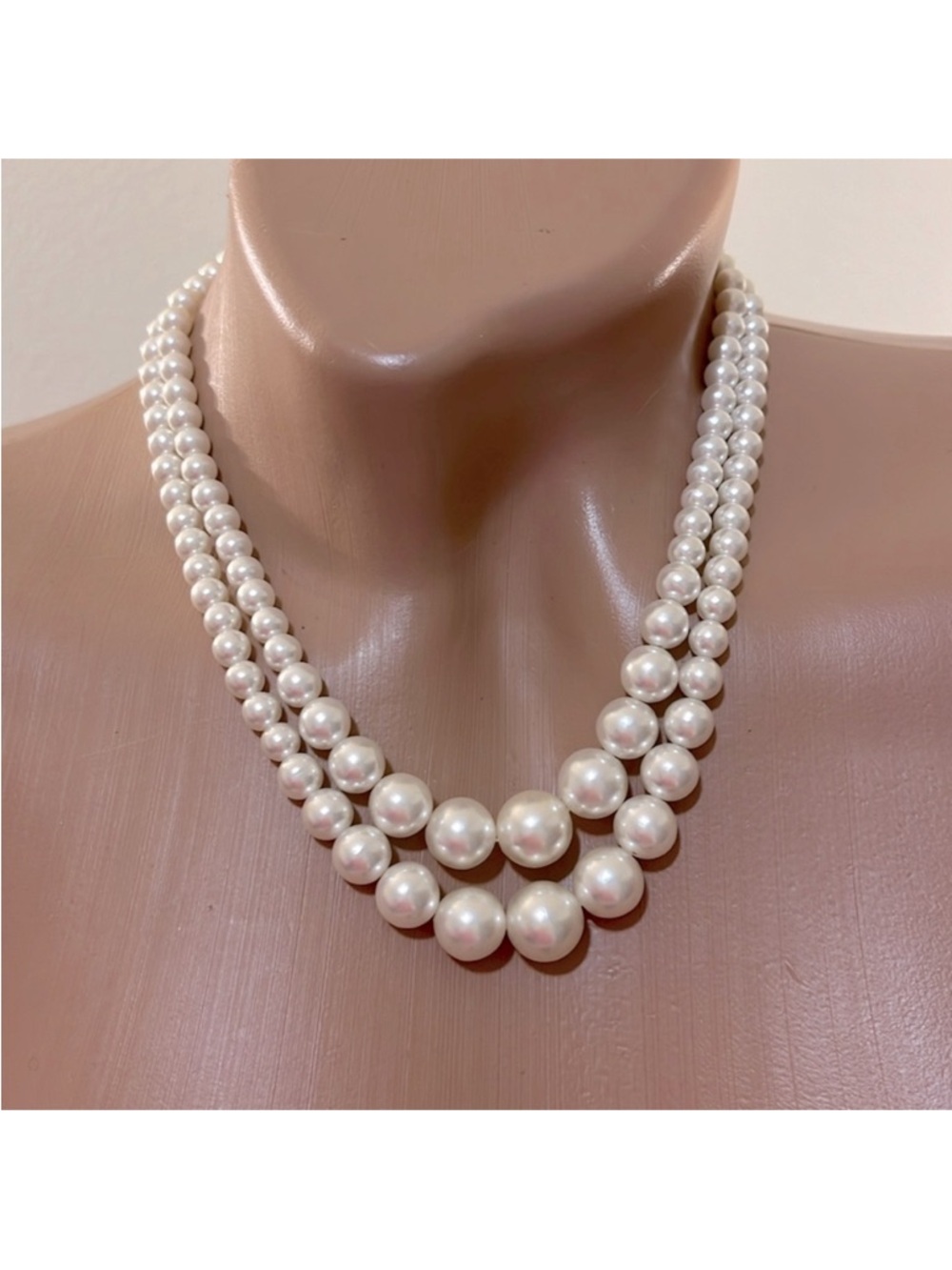 Faux Pearl Double Strand Necklace